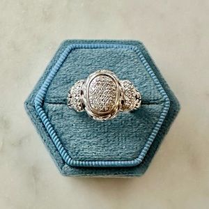 John Hardy Oval Diamond Classic Chain Statement Ring